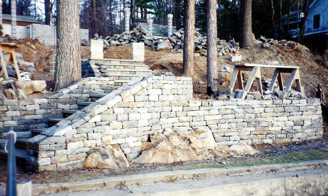 retaning wall and tiered stairway